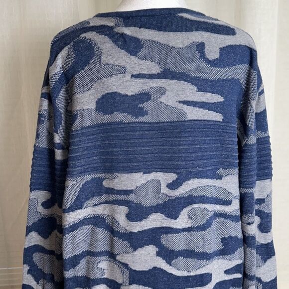 Roy Garage 2X Cotton Blend Heather Blue Fine Knit Crewneck Pullover Sweater - Picture 4 of 9